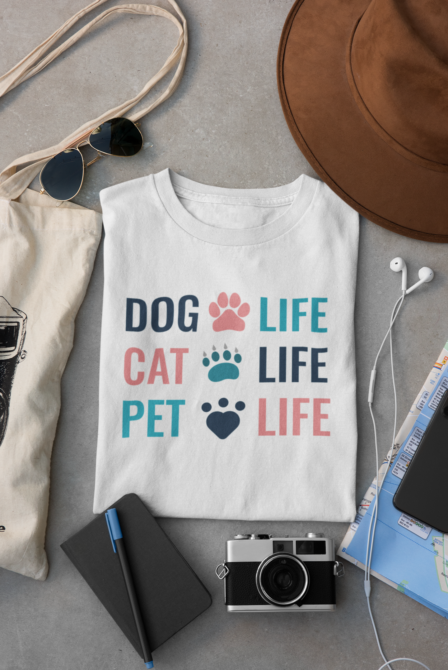 Dog Life Cat Life Pet Love, (White)