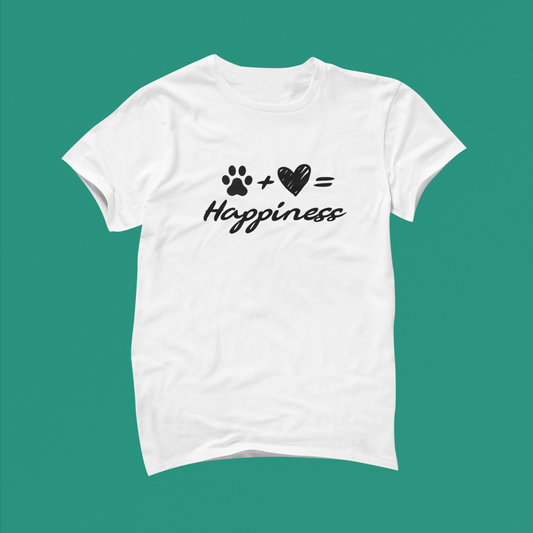 Happiness Black Letters (White T-Shirt)