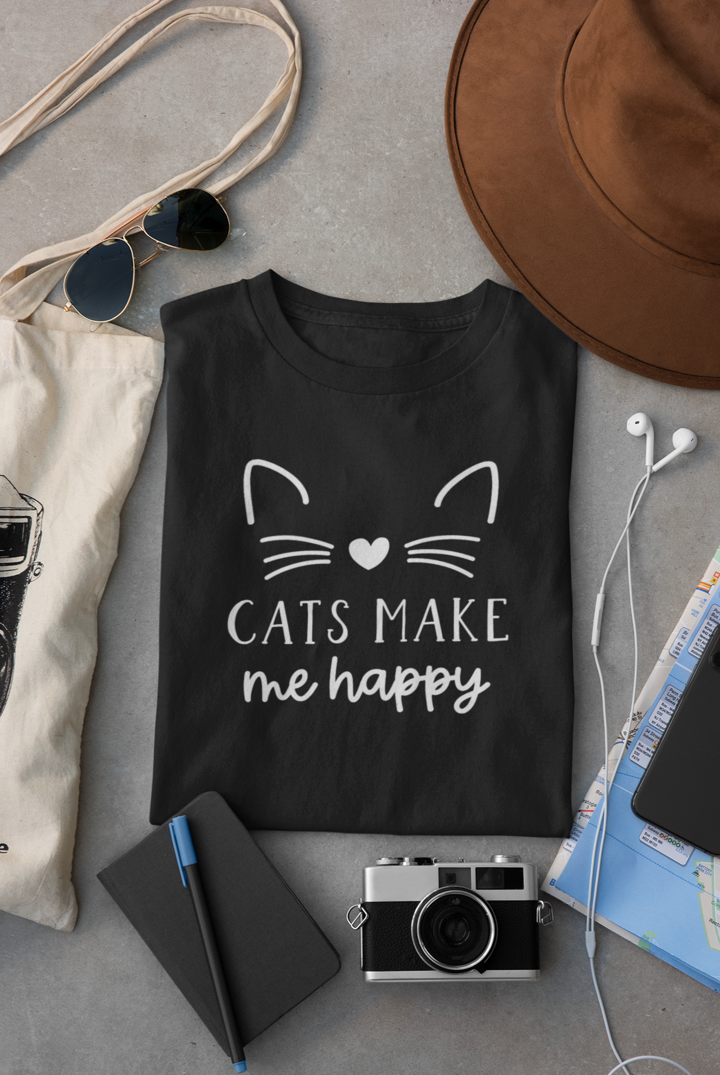 Cats Make Me Happy (Black)