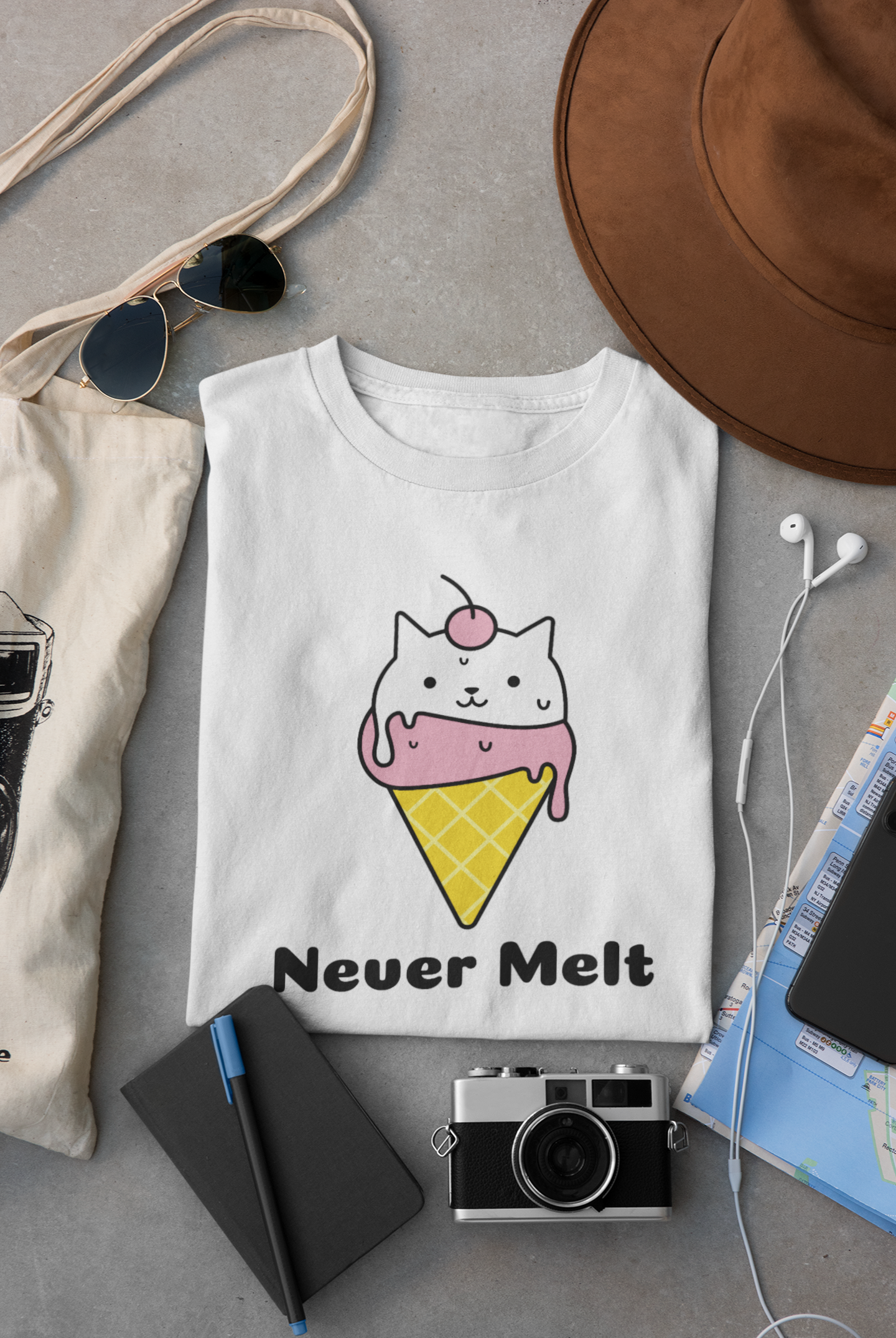 Ice Cream Cat Melting T Shirt