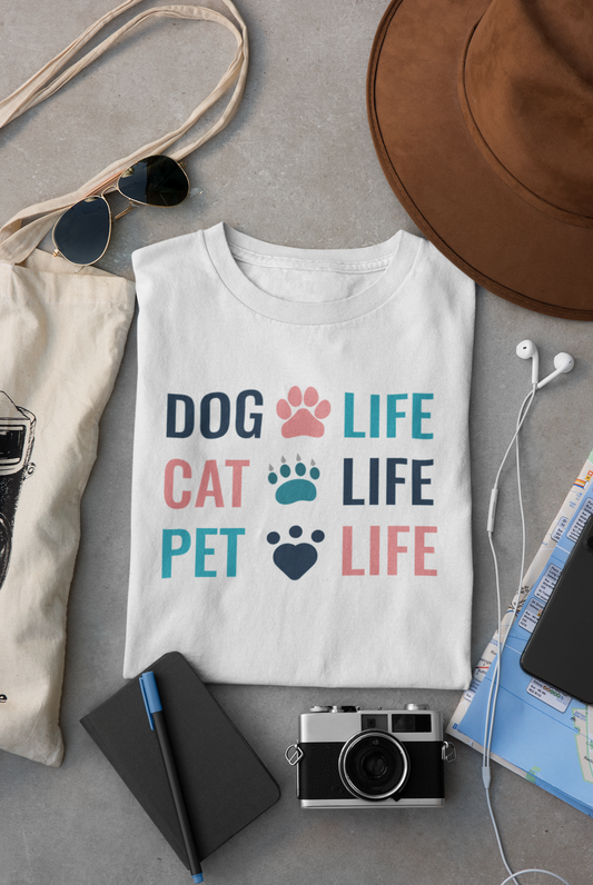 Dog Life Cat Life Pet Love, (White)