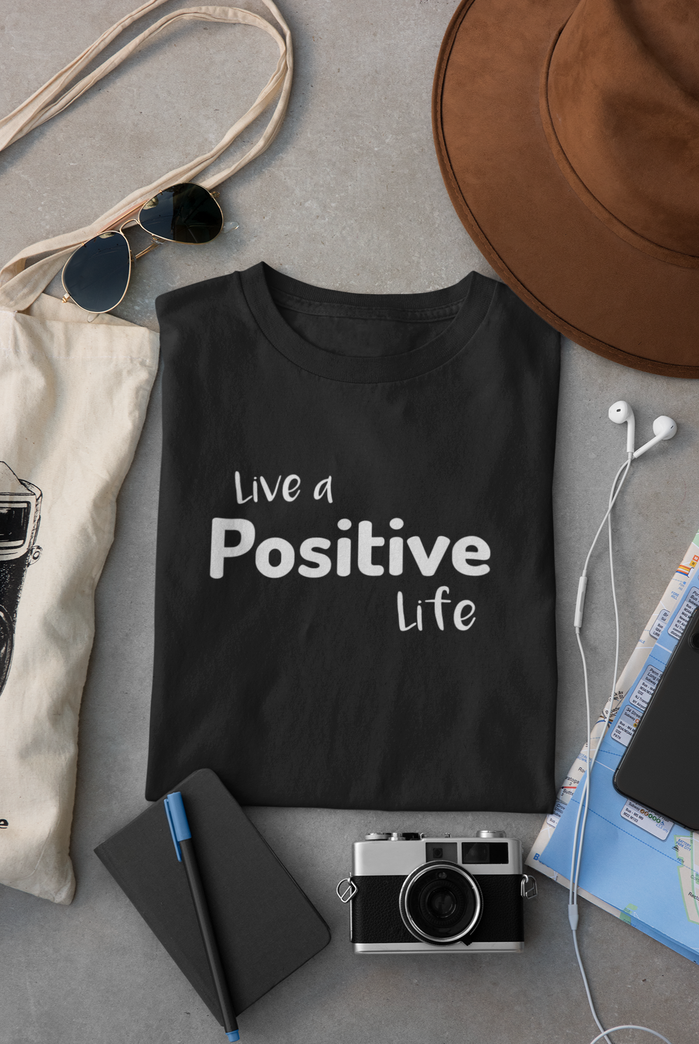 Live a Positive Life (Black, Pink)