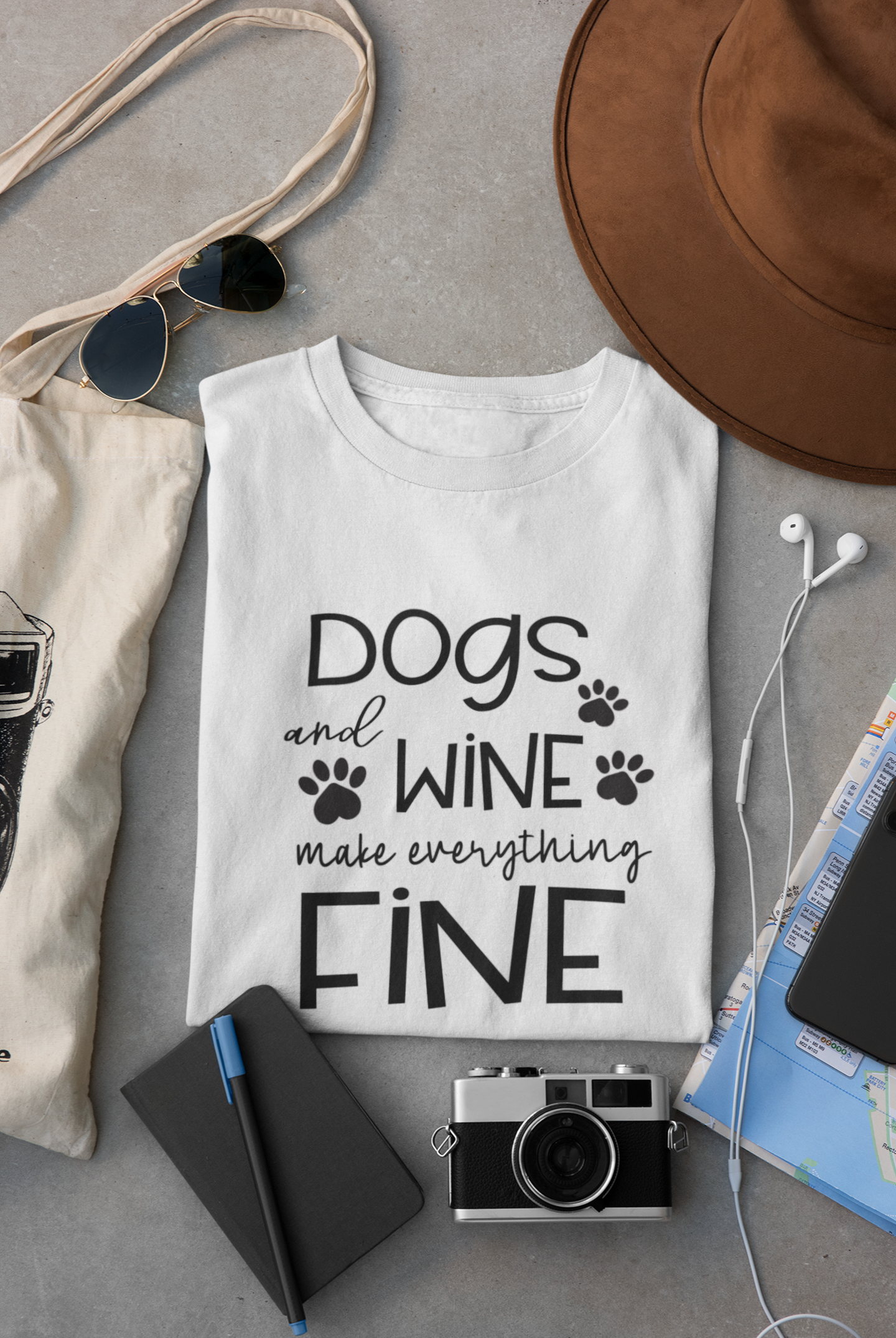 Dog and Wine Make Everything (White, Pink)